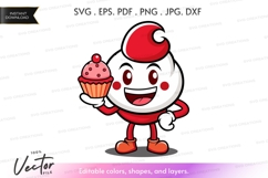 Happy cupcake mascot holding cupcake Product Image 1