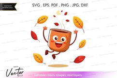 Happy fall coffee mug silhouette clipart Product Image 1