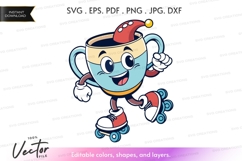 Coffee cup character on roller skates Product Image 1