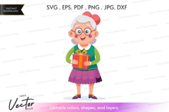 Happy grandmother holding a book Product Image 1