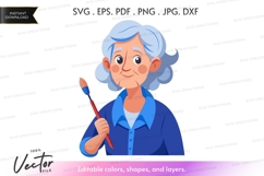 Elderly woman with paintbrush Product Image 1