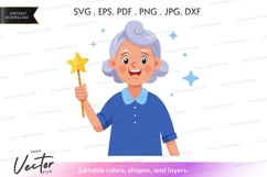 Magical grandma vector silhouette clipart Product Image 1