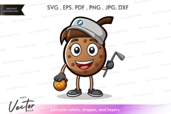 Golfing pineapple vector silhouette clipart Product Image 1