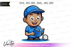 Happy boy reading book Product Image 1