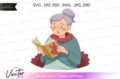 Elderly woman reading book Product Image 1