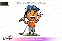 Happy golfer vector silhouette clipart Product Image 1