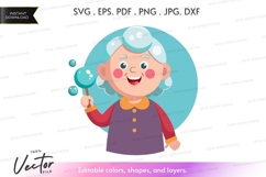 Happy grandma with soap bubbles Product Image 1