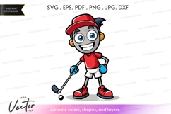 Happy golfer vector silhouette clipart Product Image 1