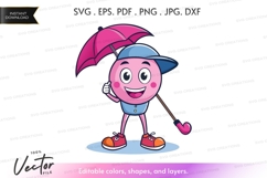 Happy cartoon character with umbrella Product Image 1