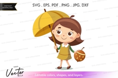 Girl with umbrella and acorn Product Image 1