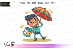 Joyful drummer with umbrella Product Image 1