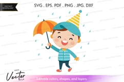 Happy child with umbrella and party hat Product Image 1