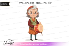 Vector silhouette clipart of a happy drummer Product Image 1