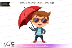 Happy boy with umbrella Product Image 1