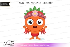 Cheerful orange character with floral crown Product Image 1