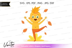 Happy child playing in fall leaves Product Image 1