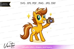 Vector silhouette of a pony taking a photo Product Image 1