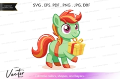 Cute pony holding a gift box Product Image 1