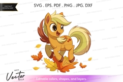 Vector silhouette of a cute pony in autumn Product Image 1