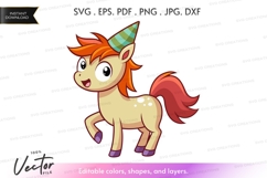 Happy party pony vector silhouette Product Image 1