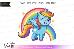Vector silhouette of a magical unicorn with rainbow Product Image 1