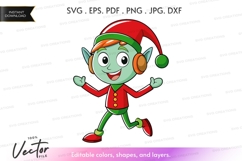 Happy elf running vector silhouette Product Image 1