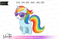 Colorful unicorn with sunglasses Product Image 1