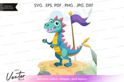 Adventurous dinosaur vector silhouette Product Image 1