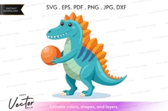 Cartoon dinosaur playing basketball Product Image 1