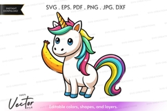 Colorful unicorn holding banana Product Image 1