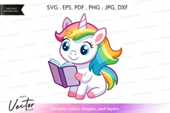 Reading unicorn vector silhouette Product Image 1