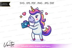 Unicorn taking a selfie vector silhouette Product Image 1