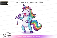 Singing unicorn vector silhouette Product Image 1