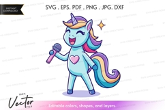 Singing unicorn vector silhouette Product Image 1