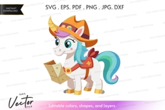 Cowboy unicorn vector silhouette Product Image 1