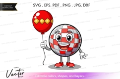 Happy globe with balloon vector silhouette Product Image 1