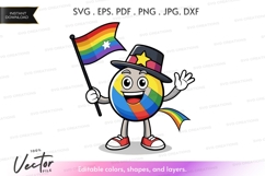 Happy rainbow flag character vector silhouette Product Image 1