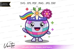 Whimsical teacup character with rainbow and flowers vector s Product Image 1