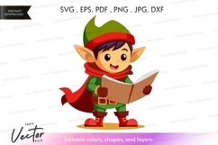 Elf reading a book vector silhouette Product Image 1