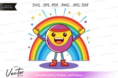 Happy rainbow character vector silhouette Product Image 1