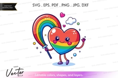 Rainbow heart vector silhouette Product Image 1