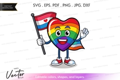 Rainbow heart character holding pride flag Product Image 1