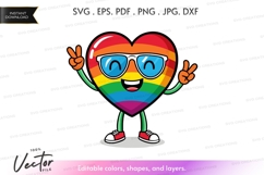 Rainbow heart with sunglasses vector silhouette Product Image 1