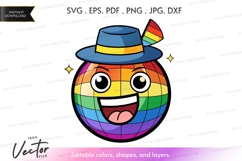 Colorful globe with hat vector silhouette Product Image 1
