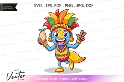 Vector silhouette: joyful native american character Product Image 1