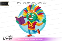 Reading peaceful native american character vector silhouette Product Image 1