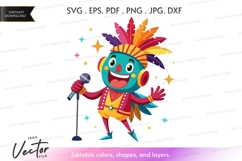 Vector silhouette of a happy clown singer Product Image 1