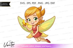 Cute fairy holding a banana - vector silhouette Product Image 1