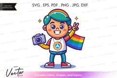 Happy photographer with rainbow cape Product Image 1