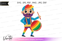 Colorful character with shield and paintbrush - vector silho Product Image 1